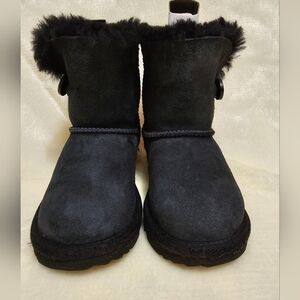 Ugg Bailey Button Genuine Baby Toddler Child Black Suede Boots Size 9